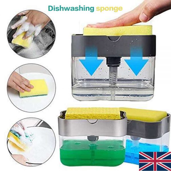 2 In 1 Pump Soap Dispenser And Sponge Caddy Holder For Dish Soap With Sponge (1)