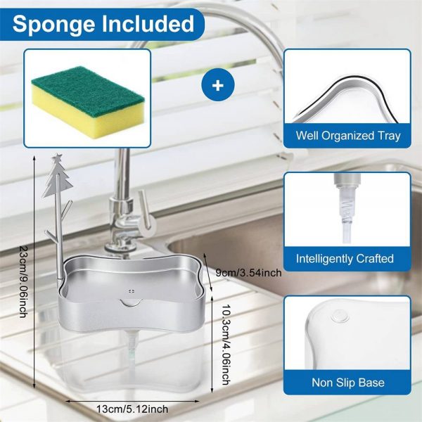 2 In 1 Pump Soap Dispenser And Sponge Caddy Holder For Dish Soap With Sponge (11)