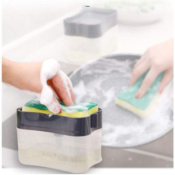 2 In 1 Pump Soap Dispenser And Sponge Caddy Holder For Dish Soap With Sponge (7)