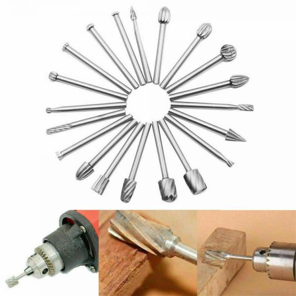 20pcs Shank Set For Wood Carving Woodworking Milling Cutter Rotary Rasp File Bit Tool For Metal Wood (10)