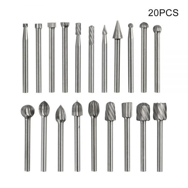 20pcs Shank Set For Wood Carving Woodworking Milling Cutter Rotary Rasp File Bit Tool For Metal Wood (9)