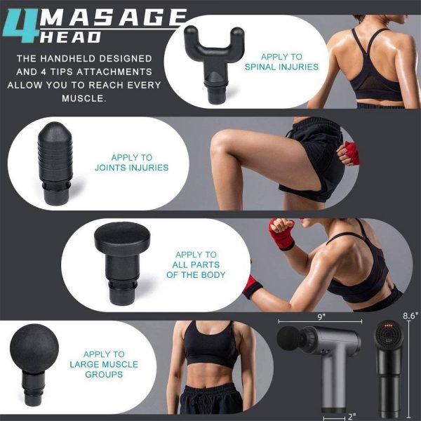 4 Heads Lcd Massage Gun Percussion Massager Muscle Relaxing Therapy Deep Tissue (1)