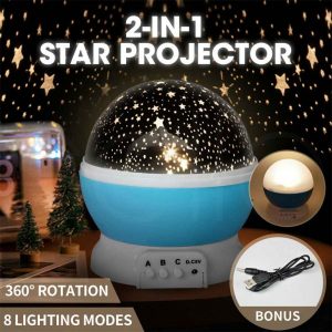 Led Night Lights Rotating Projector Starry Star Sky Light Baby Kids Bedside Lamp (1)