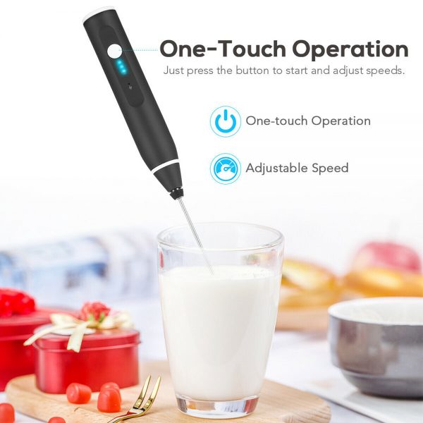 Milk Frother Electric Usb Charging Mixer 3 Speed Portable Coffee Egg Beater Tool (5)