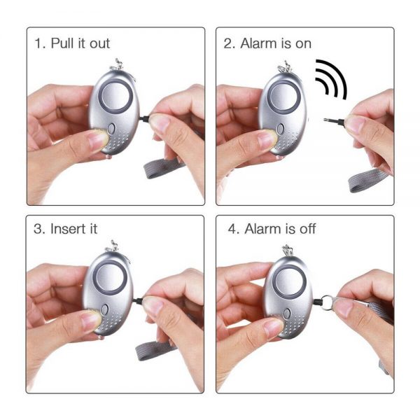 Personal Alarm Safe Sound Keychain With Led Light 140db Emergency Women Defense (4)