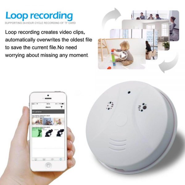 Smoke Detector Wireless Wi Fi Loop Recording Home Security Remote Control Mini Camera Smoke Detector (2)