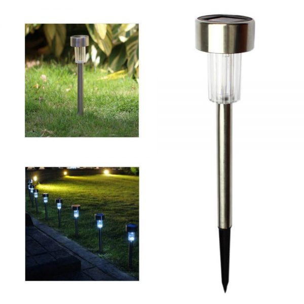 Solar Power Garden Light Waterproof Outdoor Pathway Stick 2510 Packs All In One Stainless Steel Pole (5)