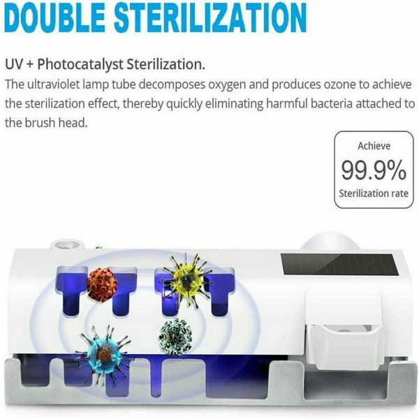 Toothbrush Sterilizer Holder&automatic Toothpaste Dispenser Stand Wall Mount Uv (11)
