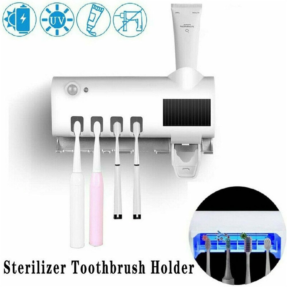 Toothbrush Sterilizer Holder&automatic Toothpaste Dispenser Stand Wall Mount Uv (16)