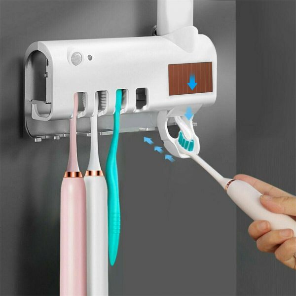 Toothbrush Sterilizer Holder&automatic Toothpaste Dispenser Stand Wall Mount Uv (5)