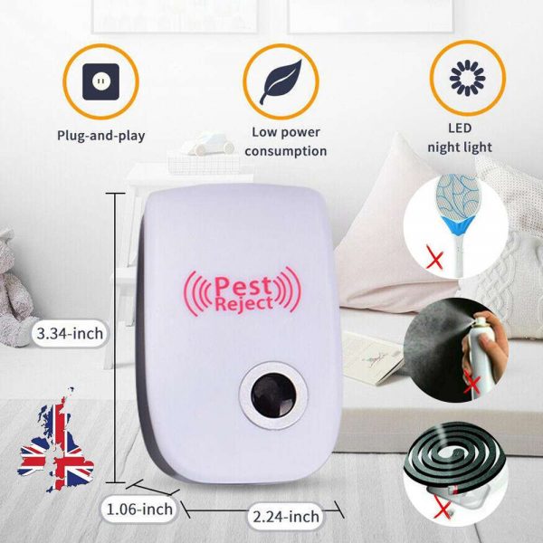 Ultrasonic Plug In Pest Repeller Deter Mouse Mice Rat Spider Insect Repellent (2)