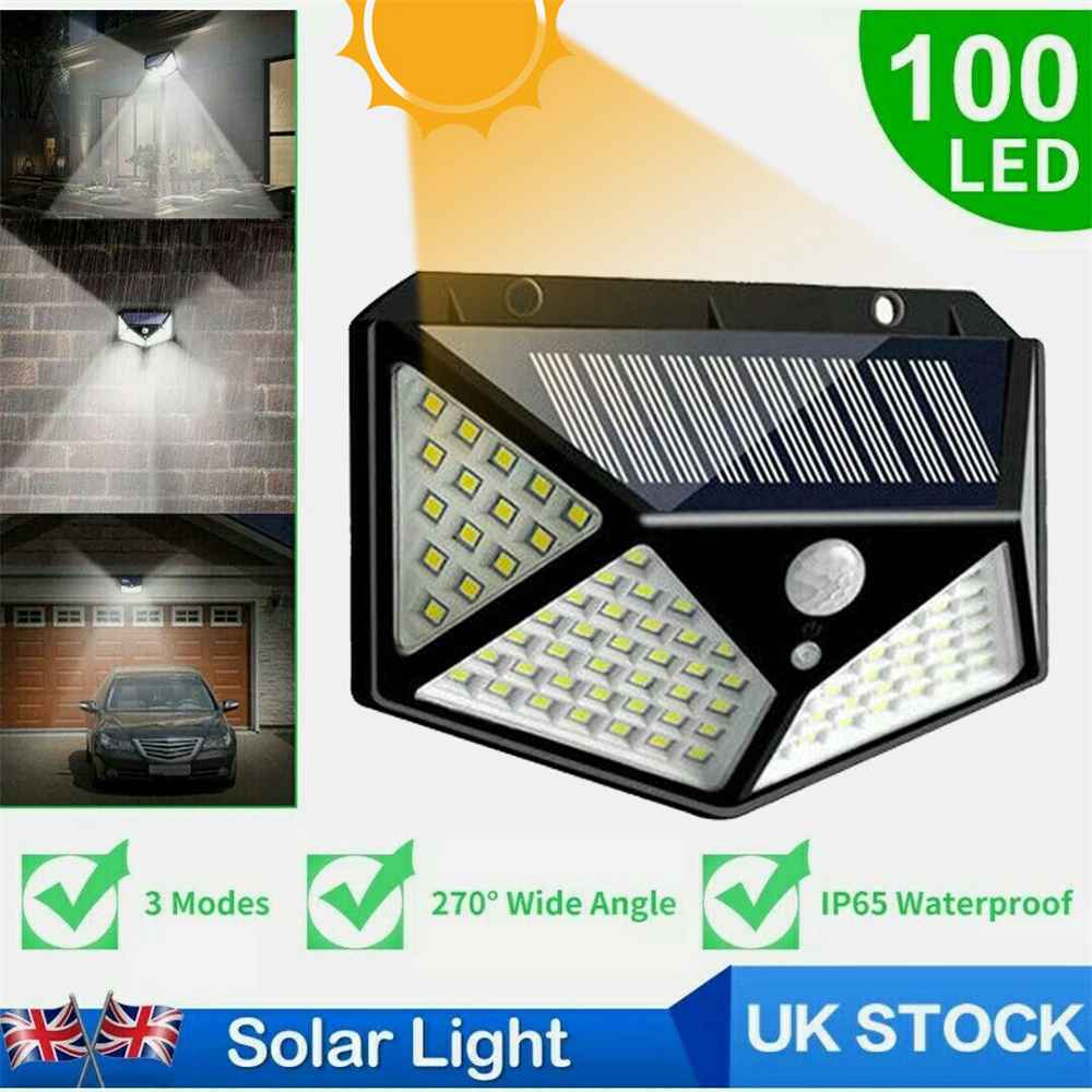 LED Solar Powered PIR Motion Sensor Lamp Outdoor Garden Security Wall Lights--UK