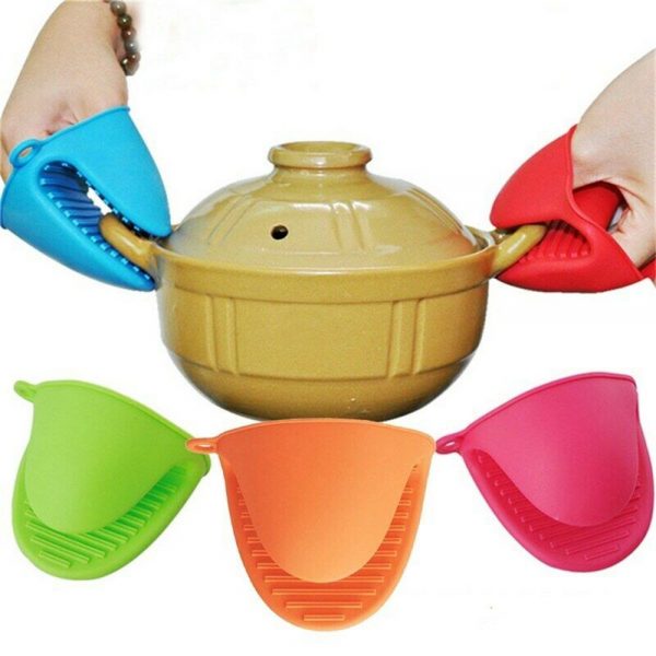 2 Pcs Silicone Extra Thick Mini Oven Mitts Heat Resistant Pot Holder Gloves (8)