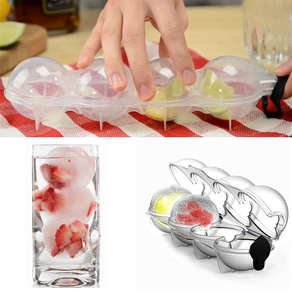2.2 Bar Silicone Ice Cube 4ball Maker Mold Sphere Large Tray Whiskey Diy Mould (12)