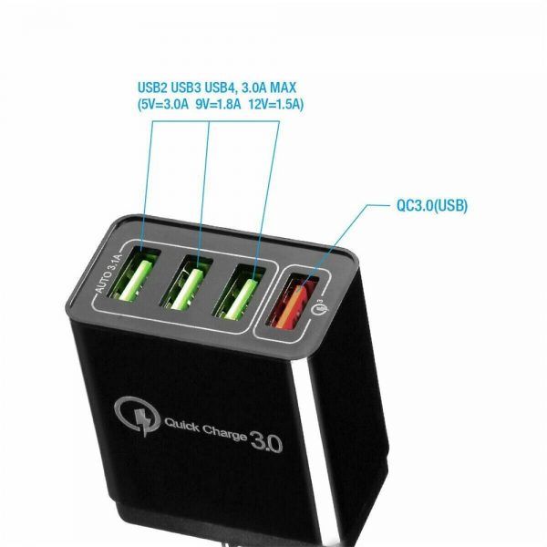 4 Port Fast Quick Charge Qc 3.0 Usb Hub Wall Charger Power Adapter Us Plug (13)