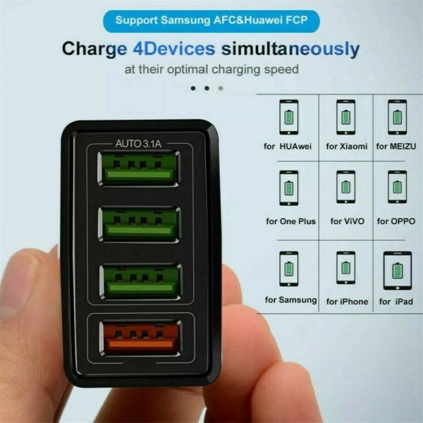 4 Port Fast Quick Charge Qc 3.0 Usb Hub Wall Charger Power Adapter Us Plug (6)
