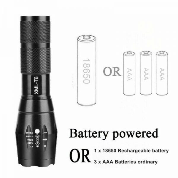 8000lm T6 Led Flashlight Tactical Zoomable Torch Lamp Light Waterproof Lantern (4)
