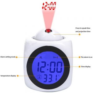 Alarm Clock Led Wallceiling Projection Lcd Digital Voice Talking Temperature (2)