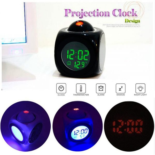 Alarm Clock Led Wallceiling Projection Lcd Digital Voice Talking Temperature (3)