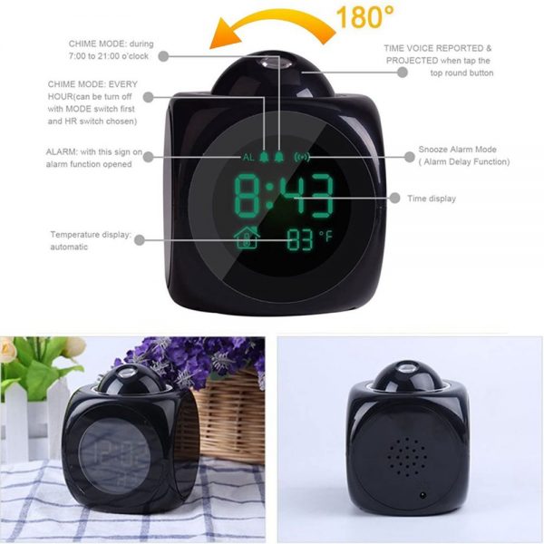 Alarm Clock Led Wallceiling Projection Lcd Digital Voice Talking Temperature (4)