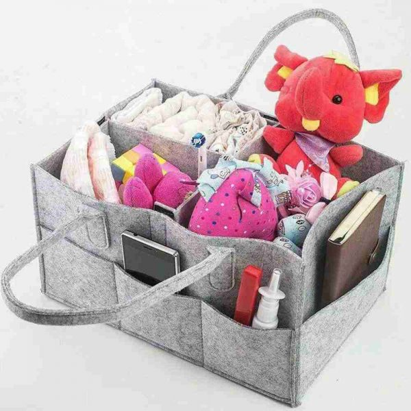 Baby Diaper Organizer Caddy Felt Changing Nappy Kids Storage Carrier Bag Uk (14)