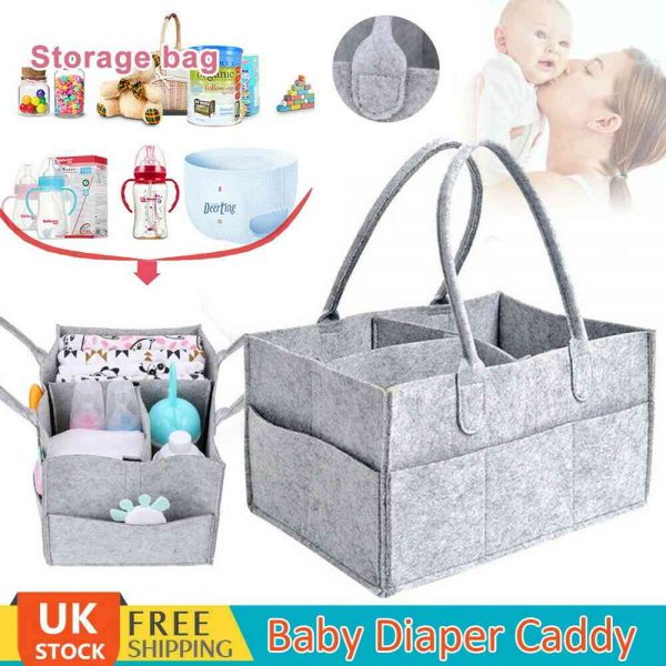 Baby Diaper Organizer Caddy Felt Changing Nappy Kids Storage Carrier Bag Uk (16)