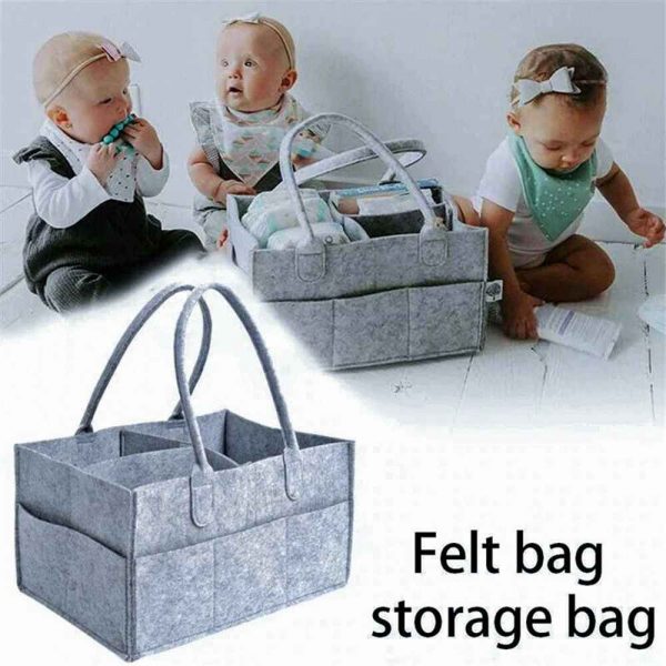 Baby Diaper Organizer Caddy Felt Changing Nappy Kids Storage Carrier Bag Uk (3)
