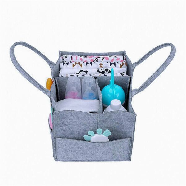 Baby Diaper Organizer Caddy Felt Changing Nappy Kids Storage Carrier Bag Uk (4)
