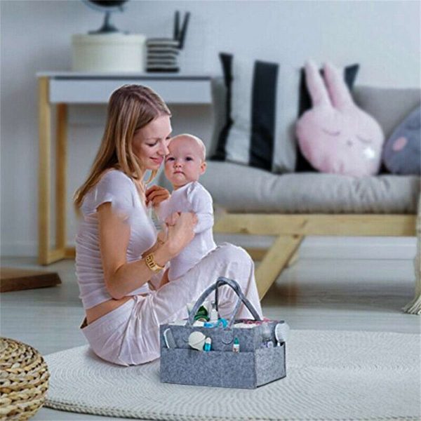 Baby Diaper Organizer Caddy Felt Changing Nappy Kids Storage Carrier Bag Uk (8)