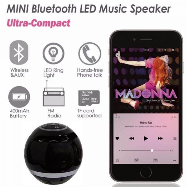 Ball Wireless Speaker Smart Portable Mini Boombox With Led Light (7)