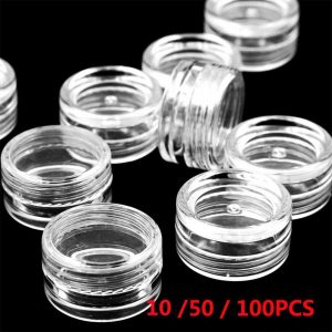 Clear Plastic Empty Cosmetic Sample Pots Art Craft Storage Containers Jars (1)