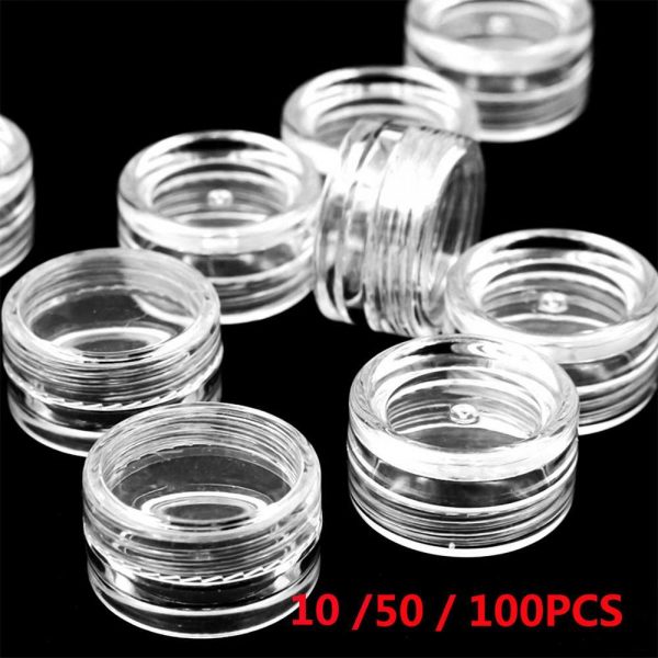 Clear Plastic Empty Cosmetic Sample Pots Art Craft Storage Containers Jars (2)