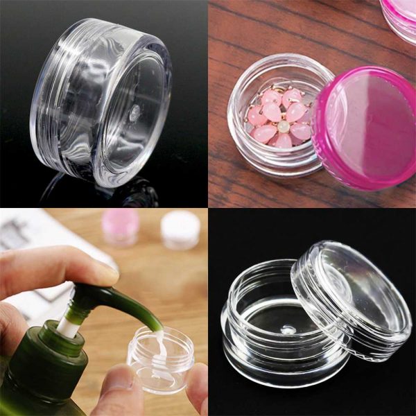 Clear Plastic Empty Cosmetic Sample Pots Art Craft Storage Containers Jars (4)