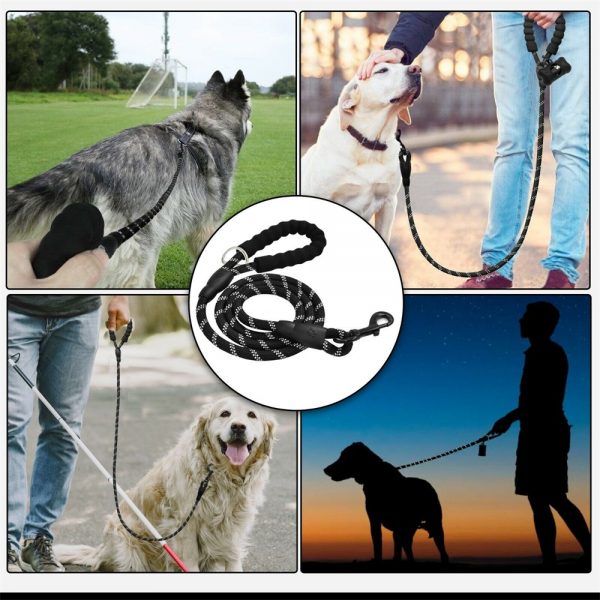 Dog Lead Rope Leash Large Leads Nylon Padded Soft Walking Reflective Braided5ft (14)