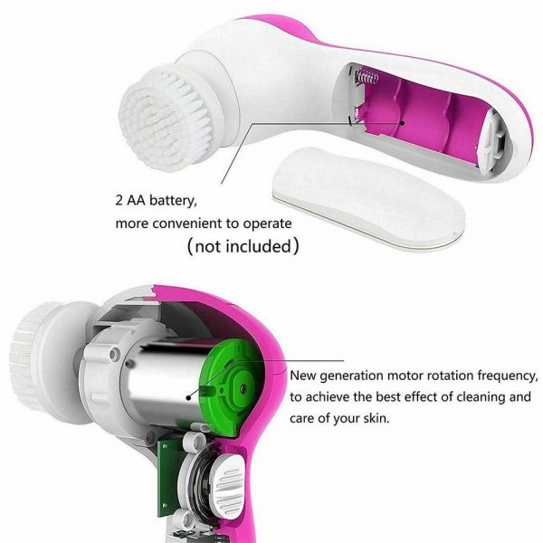 Electric Facial Face Spa Cleansing Brush Beauty Cleanser Exfoliator C7 5 In1 (6)