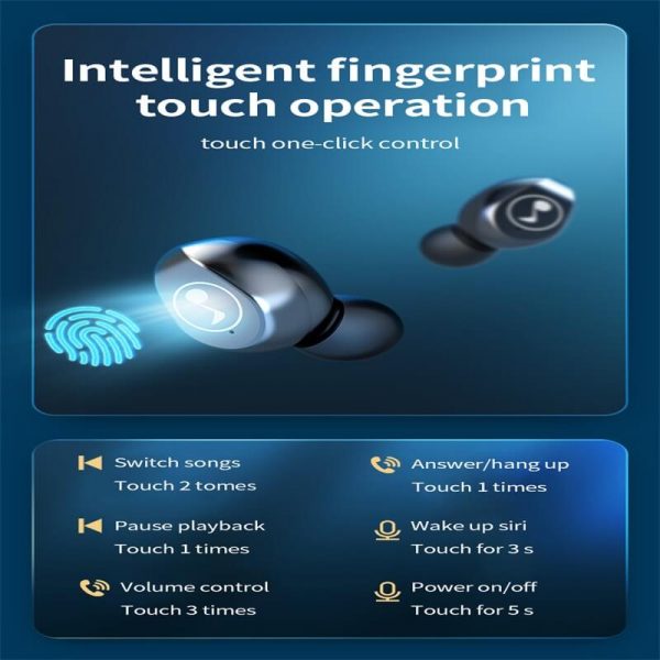 Fingerprint Touch Smart Headset In Ear Headphone Stereo Hifi Earphone Wireless Waterproof Headset (6)