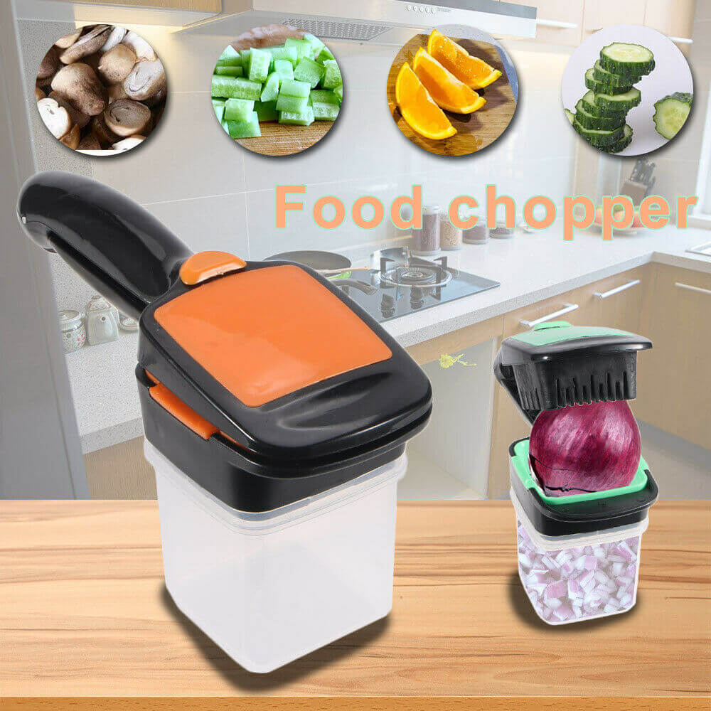 Food Chopper 5 In 1 Onion Fruit Vegetable Cutter Dicer Stainless Steel Blades Container (9)