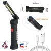 Led Cob Rechargeable Work Light Magnetic Torch Flexible Inspection Lamp Cordless