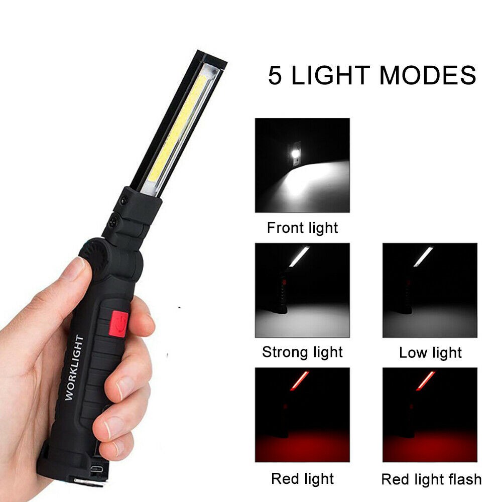Led Cob Rechargeable Work Light Magnetic Torch Flexible Inspection Lamp Cordless (3)