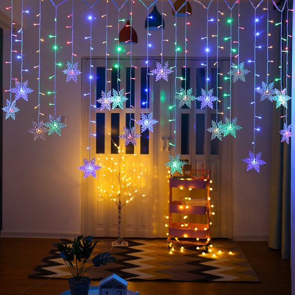 Led Snowflake Window Curtain Light Led String Lights Flashing Curtain Lights Party Decor (2)