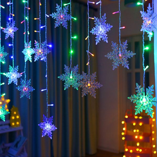 Led Snowflake Window Curtain Light Led String Lights Flashing Curtain Lights Party Decor (5)
