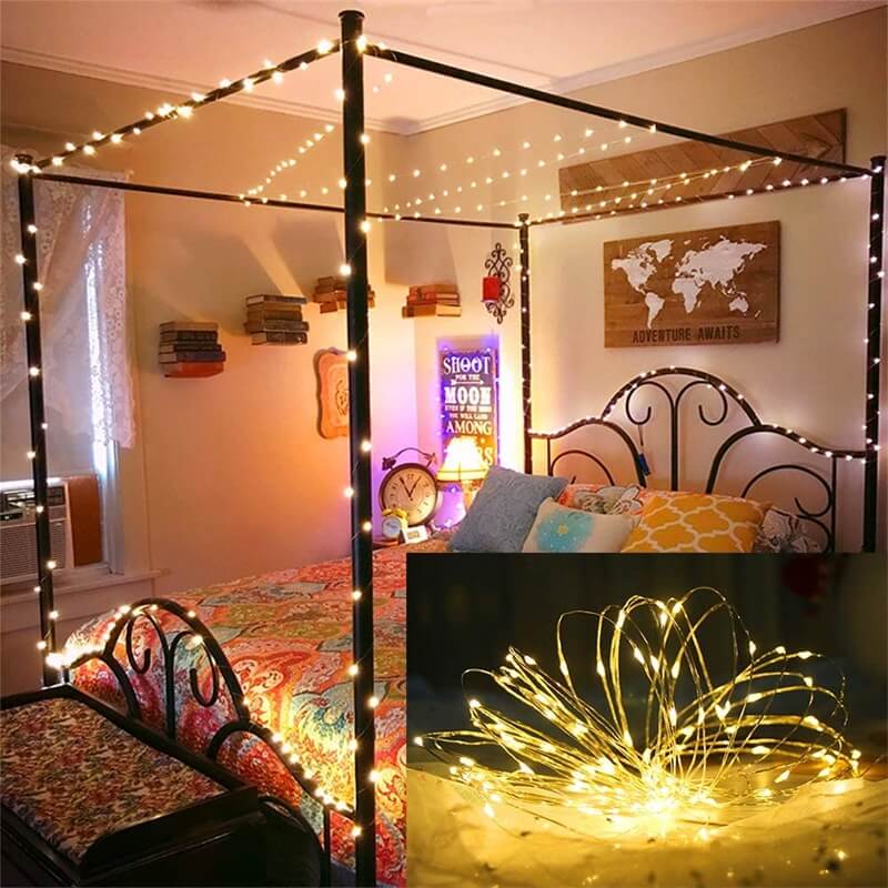 Led Curtain Lights Usb With Led Remote Control Copper Wire Curtain Light 32m Warm White (13)