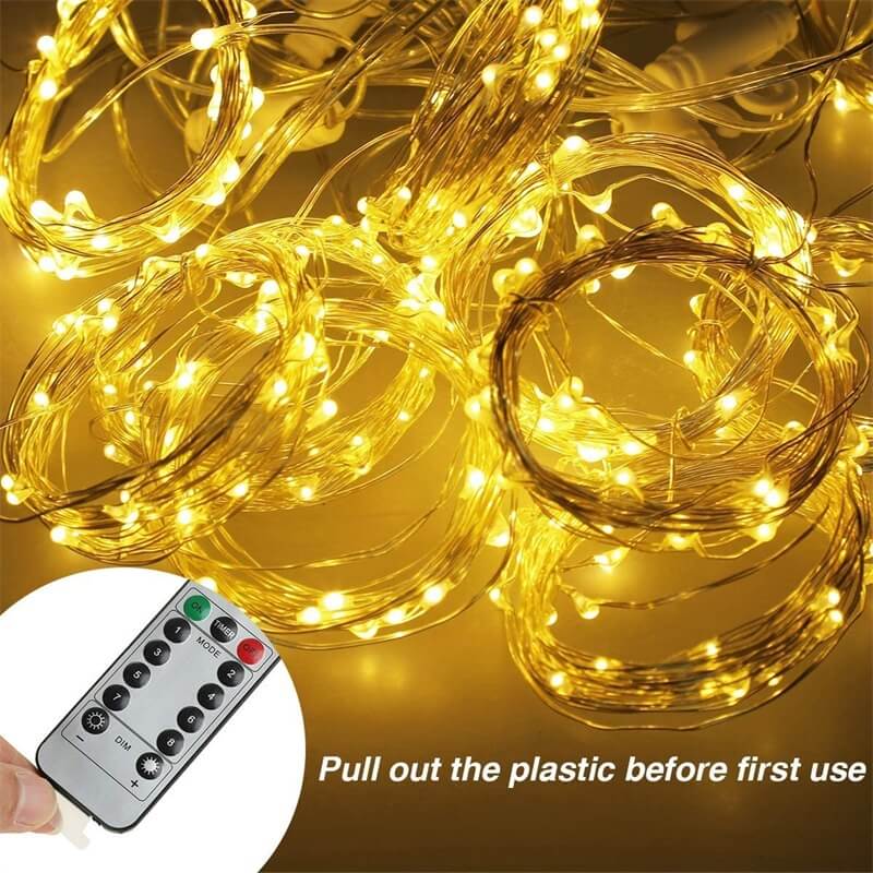 Led Curtain Lights Usb With Led Remote Control Copper Wire Curtain Light 32m Warm White (8)