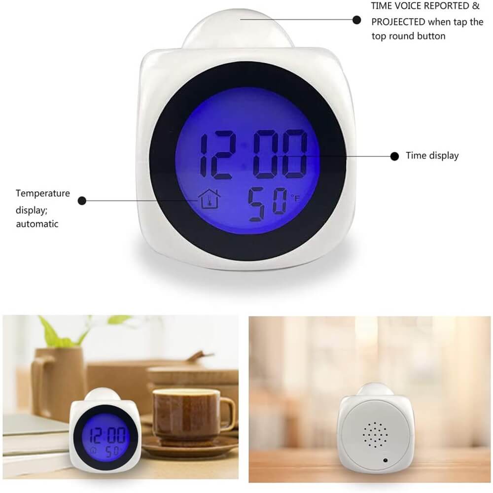Projection Electronic Alarm Clock Fashion Clock Led Display Voice Time Alarm (2)