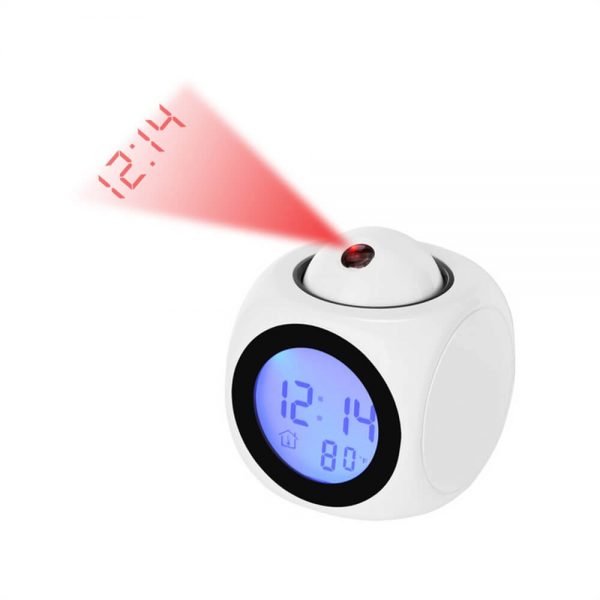 Projection Electronic Alarm Clock Fashion Clock Led Display Voice Time Alarm (6)