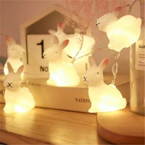 Rabbit Led String Lights Battery Operated Easter Bunny Shaped Light For Christmas Hallowee (1)