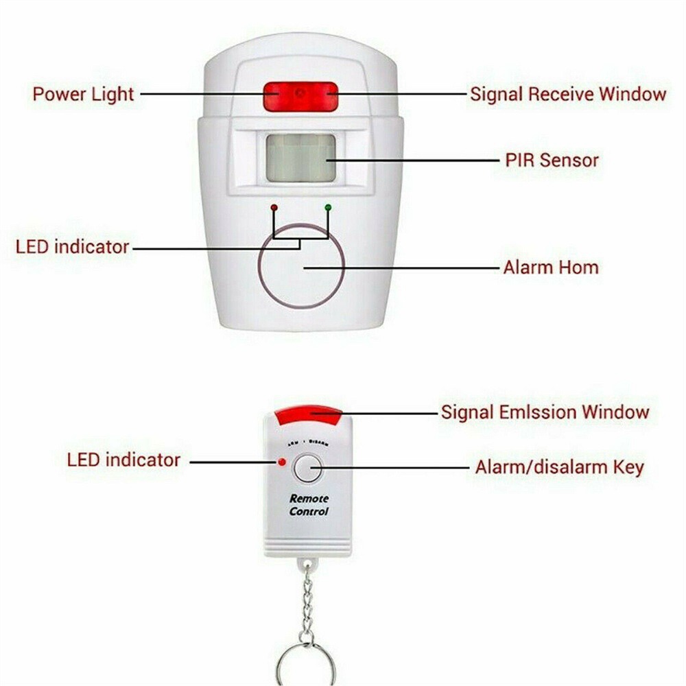 Sensor Motion Pir Wireless Alarm With 2 Remote Controls Shed Garage Home Caravan (4)