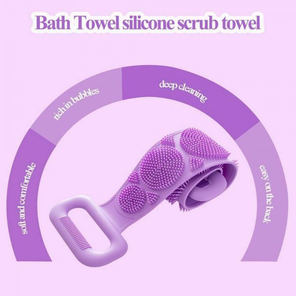 Silicone Brushes Bath Towel Rubbing Back Peeling Body Cleaning Massage Scrubber (13)