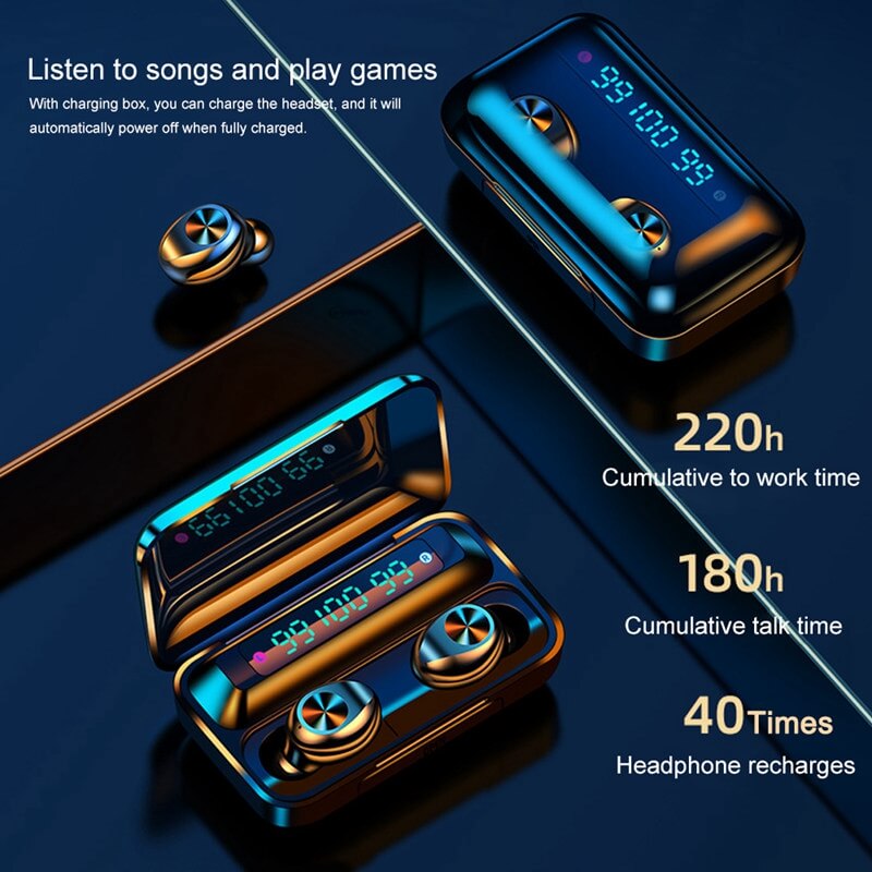 Touch Control Stereo Earphones Charging Case 3 Lcd Led Battery Display With Microphone Sports Earphones (6)