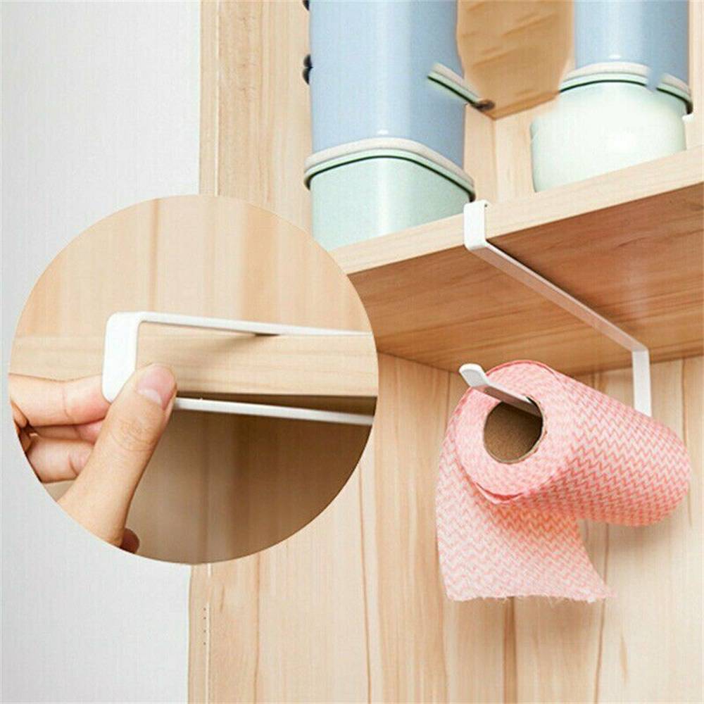 White Under Cabinet Paper Roll Rack Kitchen Hanger Towel Holder Wall Accessories (14)